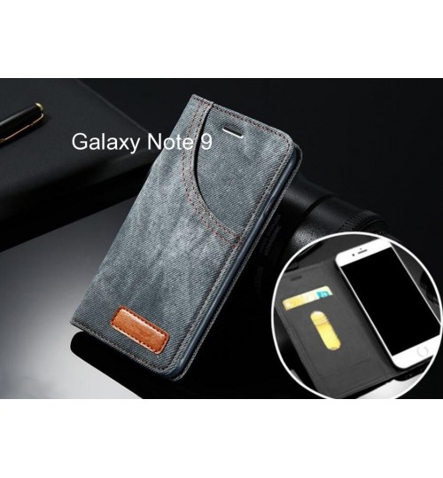 Galaxy Note 9 case leather wallet case retro denim slim concealed magnet