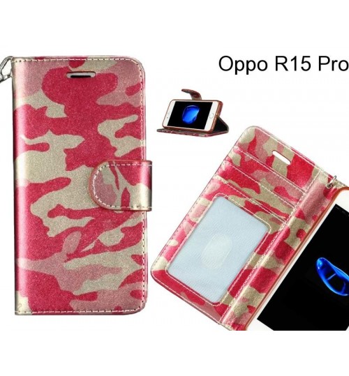 Oppo R15 Pro Case Camouflage Leather Wallet Case Cover - Red