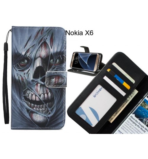 Nokia X6 case 3 card leather wallet case printed ID