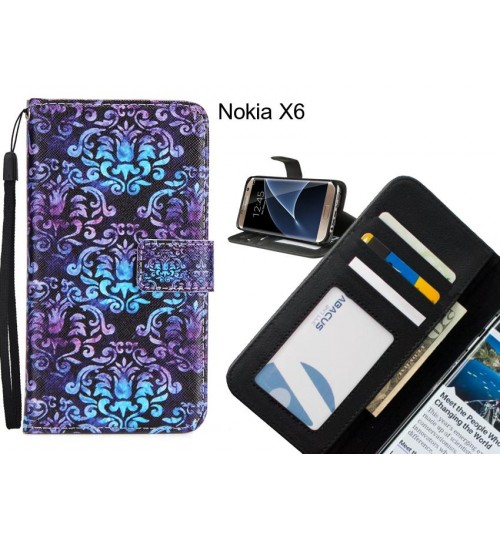 Nokia X6 case 3 card leather wallet case printed ID