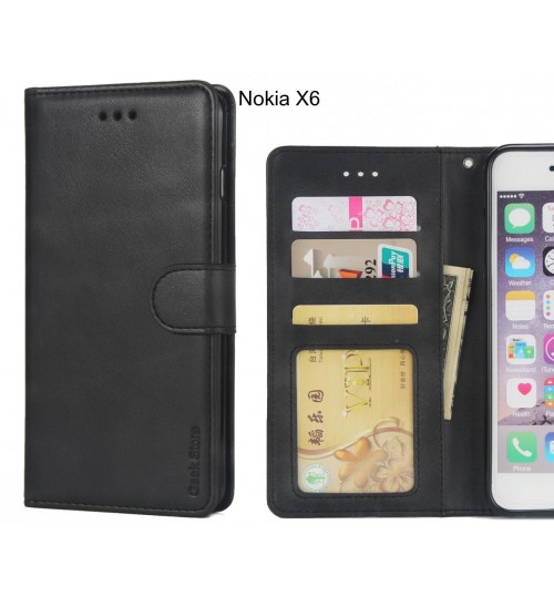 Nokia X6 Case Executive Leather Wallet Case - Black