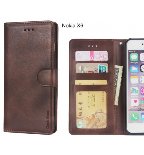 Nokia X6 Case Executive Leather Wallet Case - Brown