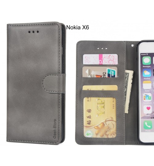 Nokia X6 Case Executive Leather Wallet Case - Grey