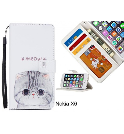 Nokia X6 case 3 card leather wallet case printed ID