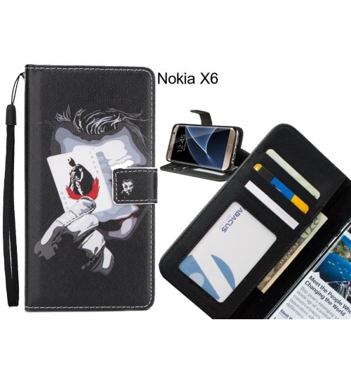 Nokia X6 case 3 card leather wallet case printed ID