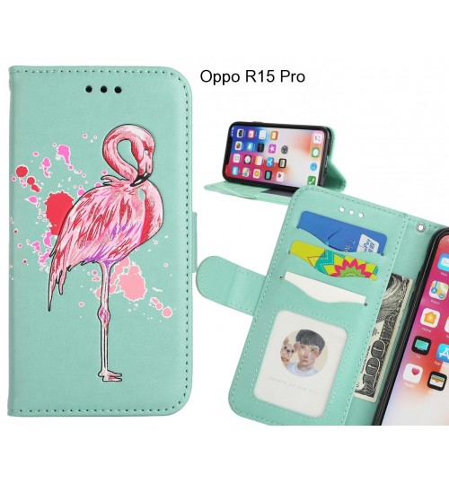 Oppo R15 Pro case Embossed Flamingo Wallet Leather Case