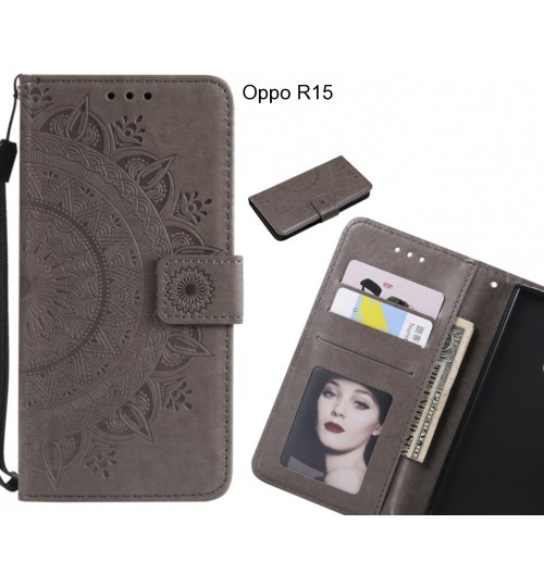 Oppo R15 Case mandala embossed leather wallet case