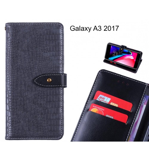 Galaxy A3 2017 case croco pattern leather wallet case