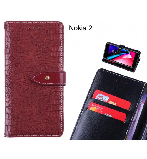 Nokia 2 case croco pattern leather wallet case