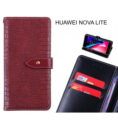 HUAWEI NOVA LITE case croco pattern leather wallet case