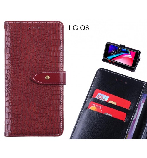 LG Q6 case croco pattern leather wallet case