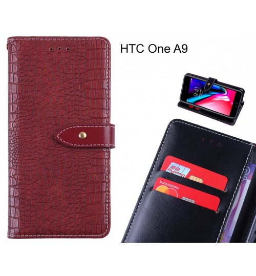 HTC One A9 case croco pattern leather wallet case