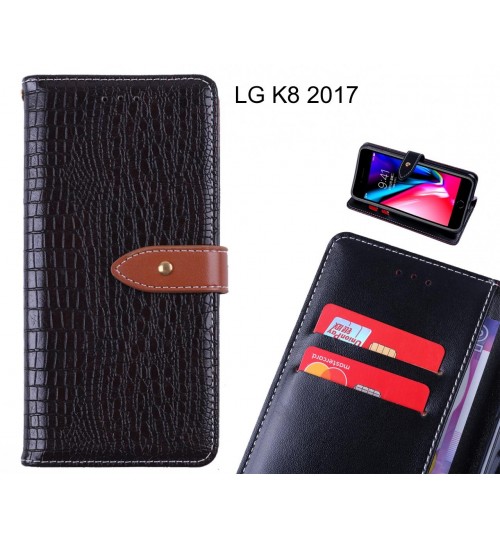 LG K8 2017 case croco pattern leather wallet case