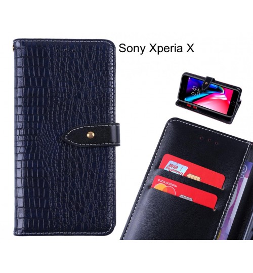 Sony Xperia X case croco pattern leather wallet case