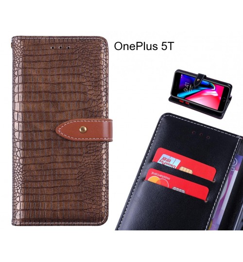 OnePlus 5T case croco pattern leather wallet case