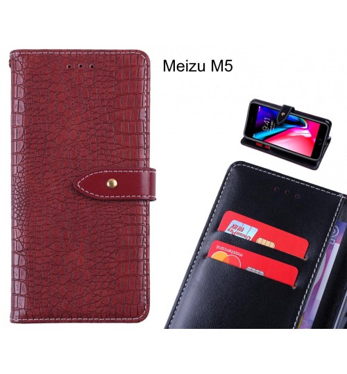 Meizu M5 case croco pattern leather wallet case