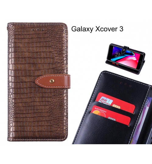 Galaxy Xcover 3 case croco pattern leather wallet case