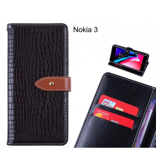 Nokia 3 case croco pattern leather wallet case