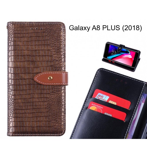 Galaxy A8 PLUS (2018) case croco pattern leather wallet case