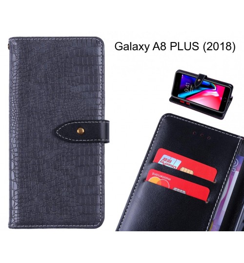 Galaxy A8 PLUS (2018) case croco pattern leather wallet case