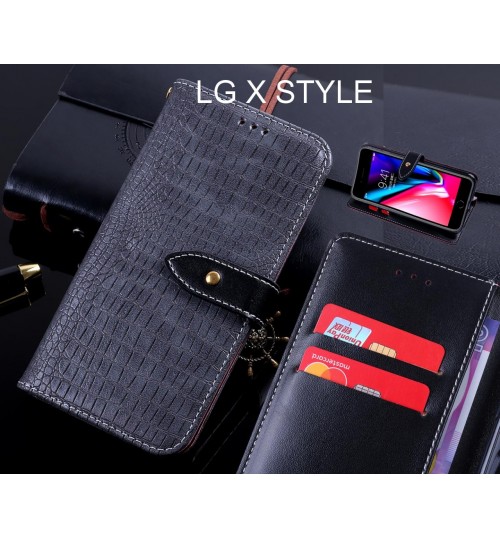 LG X STYLE case leather wallet case croco style