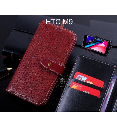HTC M9 case leather wallet case croco style