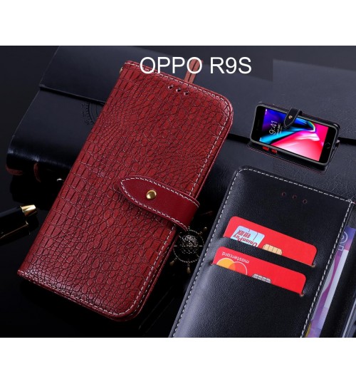 OPPO R9S case leather wallet case croco style