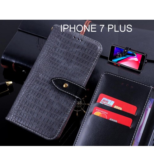 IPHONE 7 PLUS case leather wallet case croco style