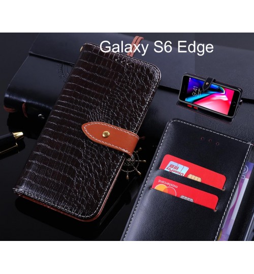 Galaxy S6 Edge case leather wallet case croco style