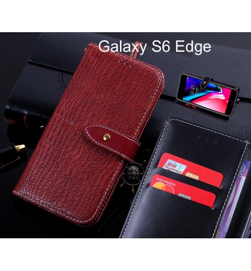 Galaxy S6 Edge case leather wallet case croco style