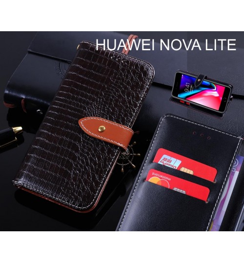 HUAWEI NOVA LITE case leather wallet case croco style