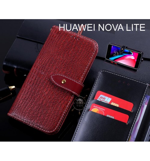 HUAWEI NOVA LITE case leather wallet case croco style