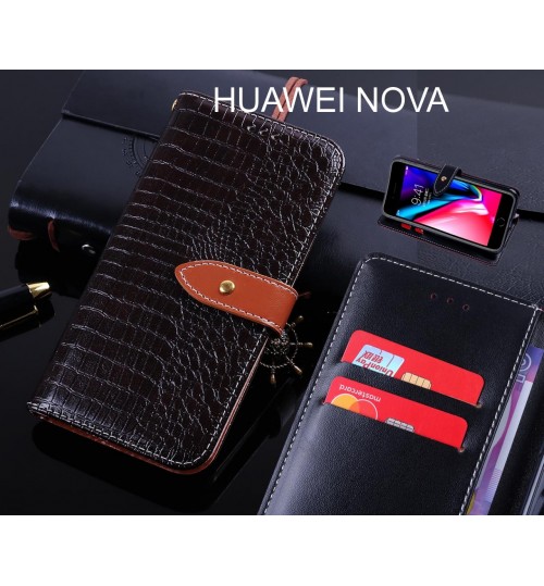 HUAWEI NOVA case leather wallet case croco style