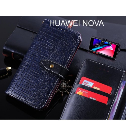 HUAWEI NOVA case leather wallet case croco style