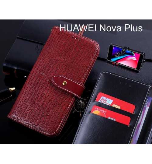 HUAWEI Nova Plus case leather wallet case croco style