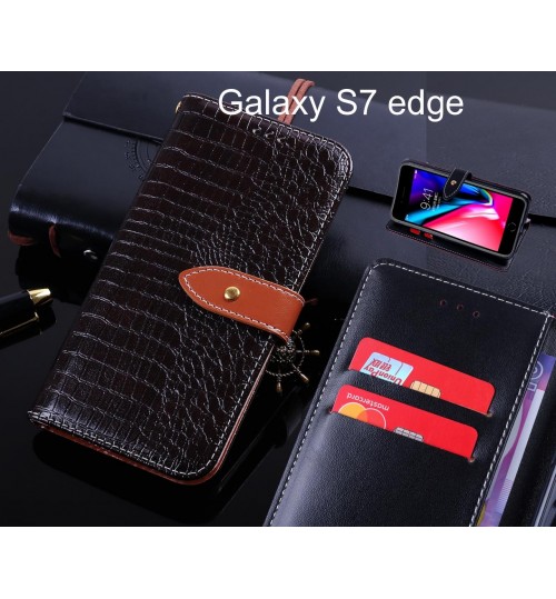 Galaxy S7 edge case leather wallet case croco style