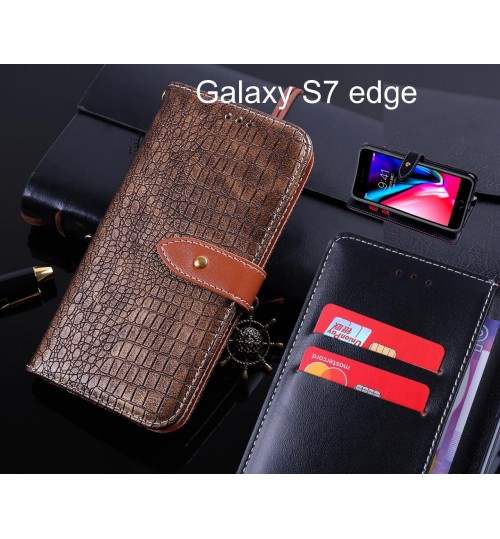 Galaxy S7 edge case leather wallet case croco style