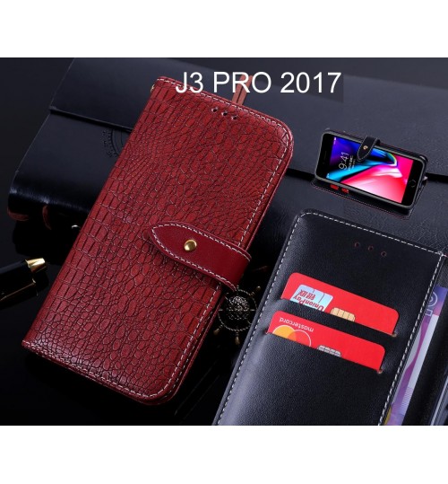 J3 PRO 2017 case leather wallet case croco style