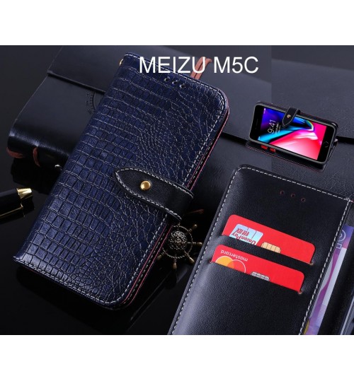 MEIZU M5C case leather wallet case croco style