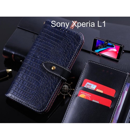 Sony Xperia L1 case leather wallet case croco style