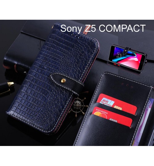 Sony Z5 COMPACT case leather wallet case croco style
