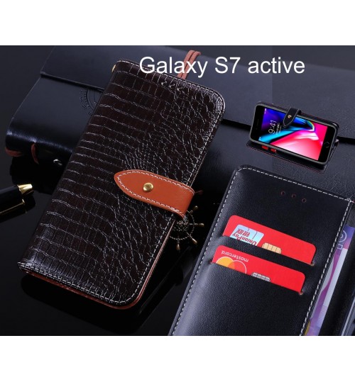 Galaxy S7 active case leather wallet case croco style