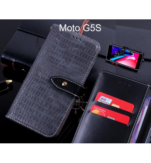 Moto G5S case leather wallet case croco style