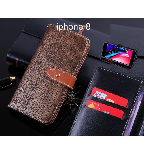 iphone 8 case leather wallet case croco style