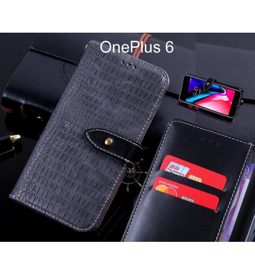 OnePlus 6 case leather wallet case croco style