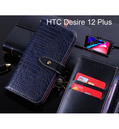 HTC Desire 12 Plus case leather wallet case croco style