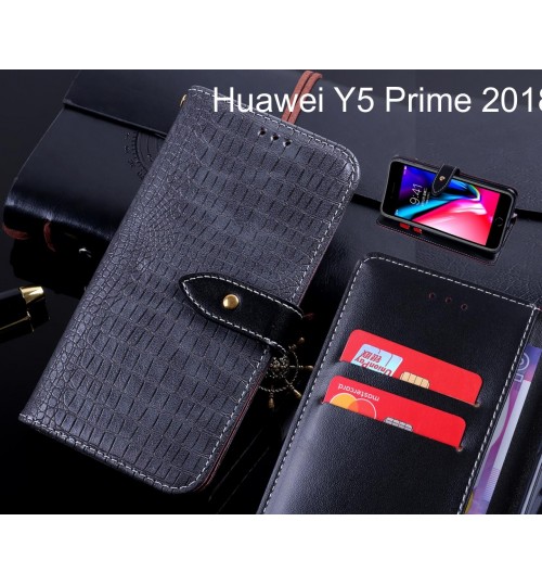 Huawei Y5 Prime 2018 case leather wallet case croco style
