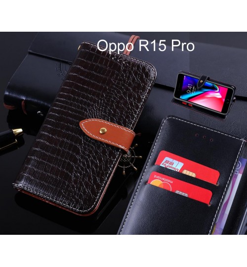 Oppo R15 Pro case leather wallet case croco style