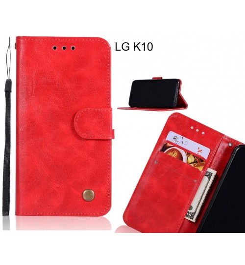 Lg K10 Case Executive Leather Wallet Case - Red
