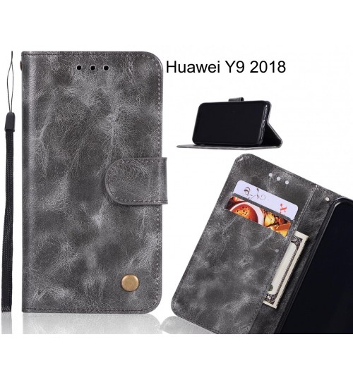 Huawei Y9 2018 Case Executive Leather Wallet Case - Grey